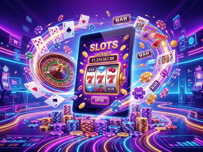 Luxury purple themed digital casino interface with golden accents